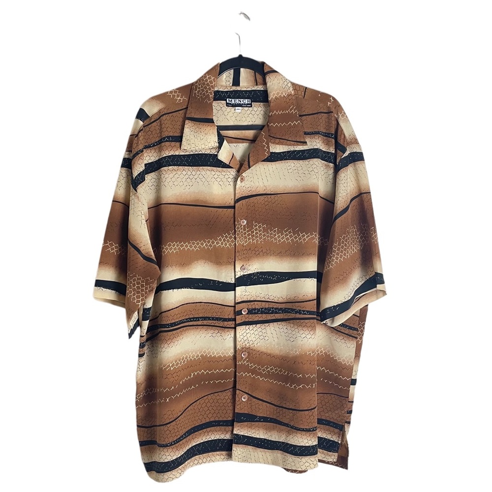 Mench Platinum Brown Button Up Short Sleeve Top XXL